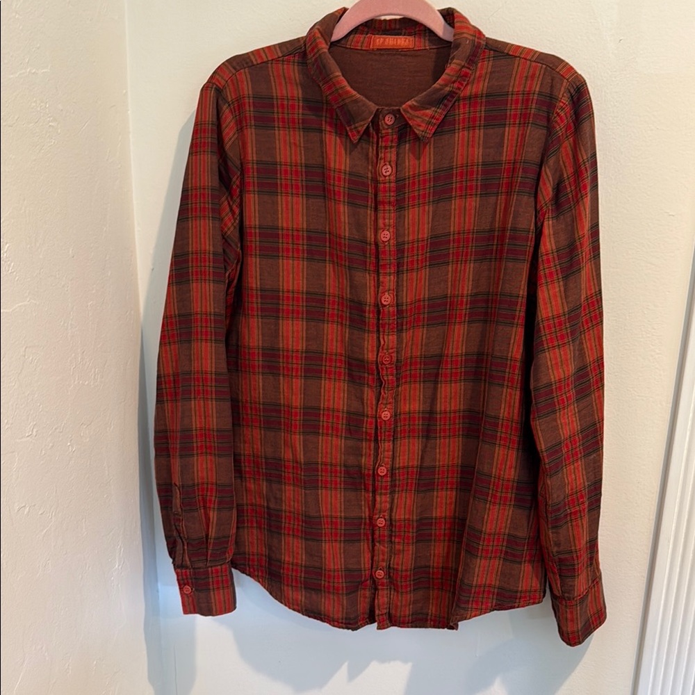CP Shades Red and Brown Casual Button Down Shirt